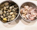 X'masカラーの魚介類のミルクスープ作り方1写真