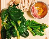 タアサイのゆず風味の豆乳カルボナーラ作り方1写真
