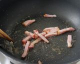 春菊とベーコンの麺つゆバター炒め作り方2写真