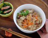 焼き鳥とにんじんの中華風おこわ作り方7写真