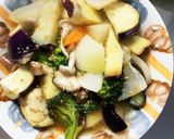 根菜茄子肉なし甘辛酢炒め味温野菜サラダ作り方18写真