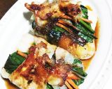 お餅の 豚巻きと福袋 焼き作り方3写真
