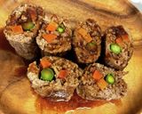 野菜ロールハンバーグ作り方5写真