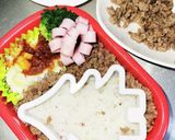 そぼろで彩りクリスマスツリー弁当☆作り方5写真