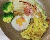 焼き白菜、温玉、ベーコンのせ作り方5写真
