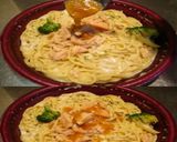 美味ドレ塩レモン蜂蜜で鮭のクリームパスタ作り方1写真