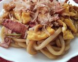ハムとたまごの焼きうどん♪作り方5写真