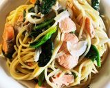 鮭とほうれん草のミルクスパ作り方10写真