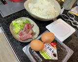 ローストビーフのひきわり納豆こんぶ炒飯作り方1写真