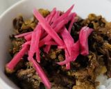 お疲れ飯。スタミナ牛丼on乾燥たまねぎ作り方5写真