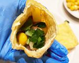 三つ葉香る♡餡かけ鶏モモ・銀杏入り餅巾着作り方4写真