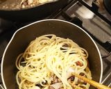 蒸しホタテとキノコのガーリックパスタ作り方3写真