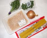 鶏ひき肉クリームパスタ♪簡単あるもので作り方1写真