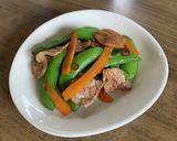 スナップエンドウと豚肉のガラ炒め作り方4写真