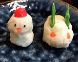百合根の雪うさぎと雪だるま作り方9写真