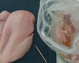 むね肉で蒸し鶏と出汁。鶏だし雑煮2022作り方2写真