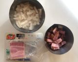 ベーコンブロックとレンコンの和風パスタ作り方1写真