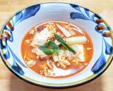 鳥肉と豆腐と長ネギとナメコのピリ辛梅煮作り方5写真