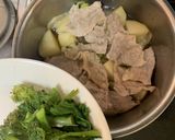 旬で健康！豚肉と新じゃが、菜の花の煮物作り方6写真