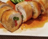 鰻のタレを使いヘルシー鶏胸肉の野菜ロール作り方8写真
