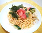 ツナときゅうりとトマトの麺つゆ簡単パスタ作り方3写真