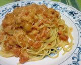 簡単☆蟹のトマトクリームパスタ作り方5写真