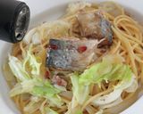 ワンパン!さばのみそ煮とキャベツのパスタ作り方4写真