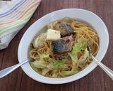 ワンパン!さばのみそ煮とキャベツのパスタ作り方5写真