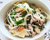 簡単栄養　豆腐　ニラ　もやし　豚肉炒め物作り方3写真