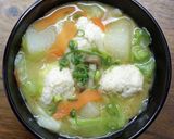 鶏団子と野菜のおかず味噌汁作り方6写真