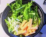 餅入り牛肉と水菜のはりはり鍋作り方4写真