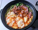 餅入り牛肉と水菜のはりはり鍋作り方7写真