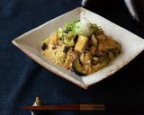 揚げなすと豚肉の和そば風作り方12写真