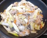 鶏ももと白菜 長ネギの白だし餡かけうどん作り方4写真