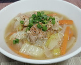 鶏ももと白菜 長ネギの白だし餡かけうどん作り方7写真