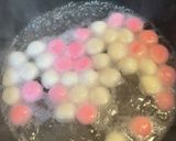 おめでたい春菊紅白団子スープ#客家鹹湯圓作り方8写真