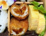 可愛いおかずハート豚カツバレンタイン弁当作り方4写真