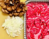 舞茸入りごま味噌牛丼作り方1写真
