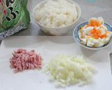 あごだしと昆布だしで、ゆで玉子の炒飯作り方2写真