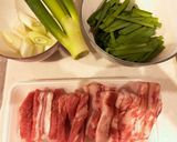 至高の鍋★豚ばら厚切り肉のもつ鍋風作り方1写真
