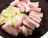 至高の鍋★豚ばら厚切り肉のもつ鍋風作り方4写真
