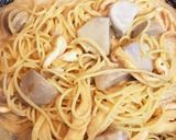 里芋と油揚げの味噌クリームパスタ作り方4写真