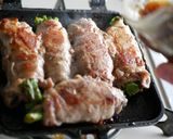 菜の花の茎で肉巻きおかず作り方6写真