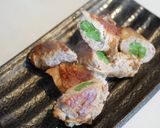 菜の花の茎で肉巻きおかず作り方8写真