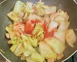 白菜と豚バラ肉の梅肉炒め作り方5写真