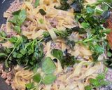 ワインと♡ひき肉とクレソンの和風パスタ作り方5写真