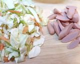 超簡単！キャベツとウインナーのとん平焼き作り方1写真