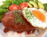 柔らか♡豆腐ハンバーグロコモコプレート♡作り方27写真