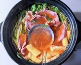 餅入り牛肉と水菜のはりはり鍋作り方6写真