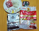 レトルトにお肉増量カレーライス作り方1写真